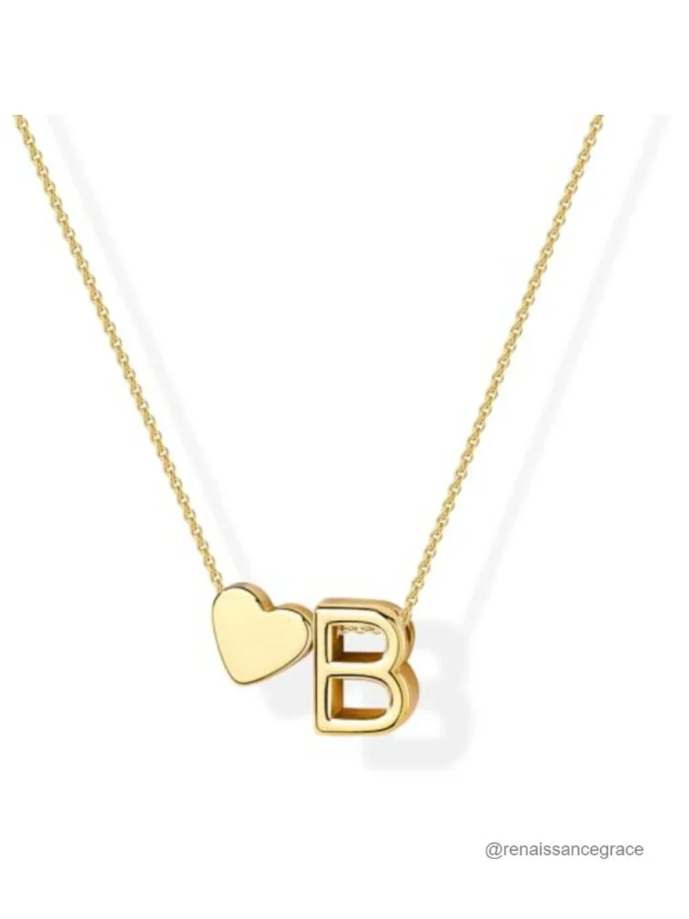 14K Gold Plated Heart Initial Pendant Necklace A-Z
